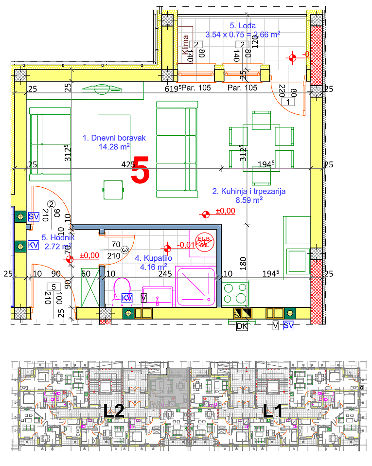 Garsonjera 5 · 31,76 m² · Lamela 2 — Fotografija 2