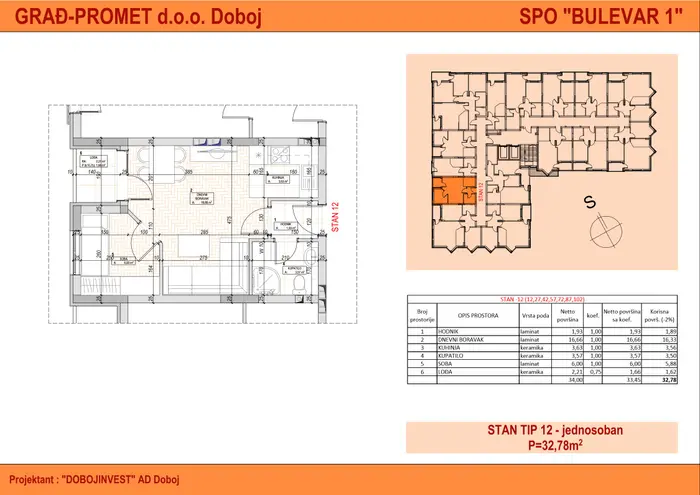 Jednosoban stan 72 · 32,78 m² · Bulevar 1 — Fotografija 2