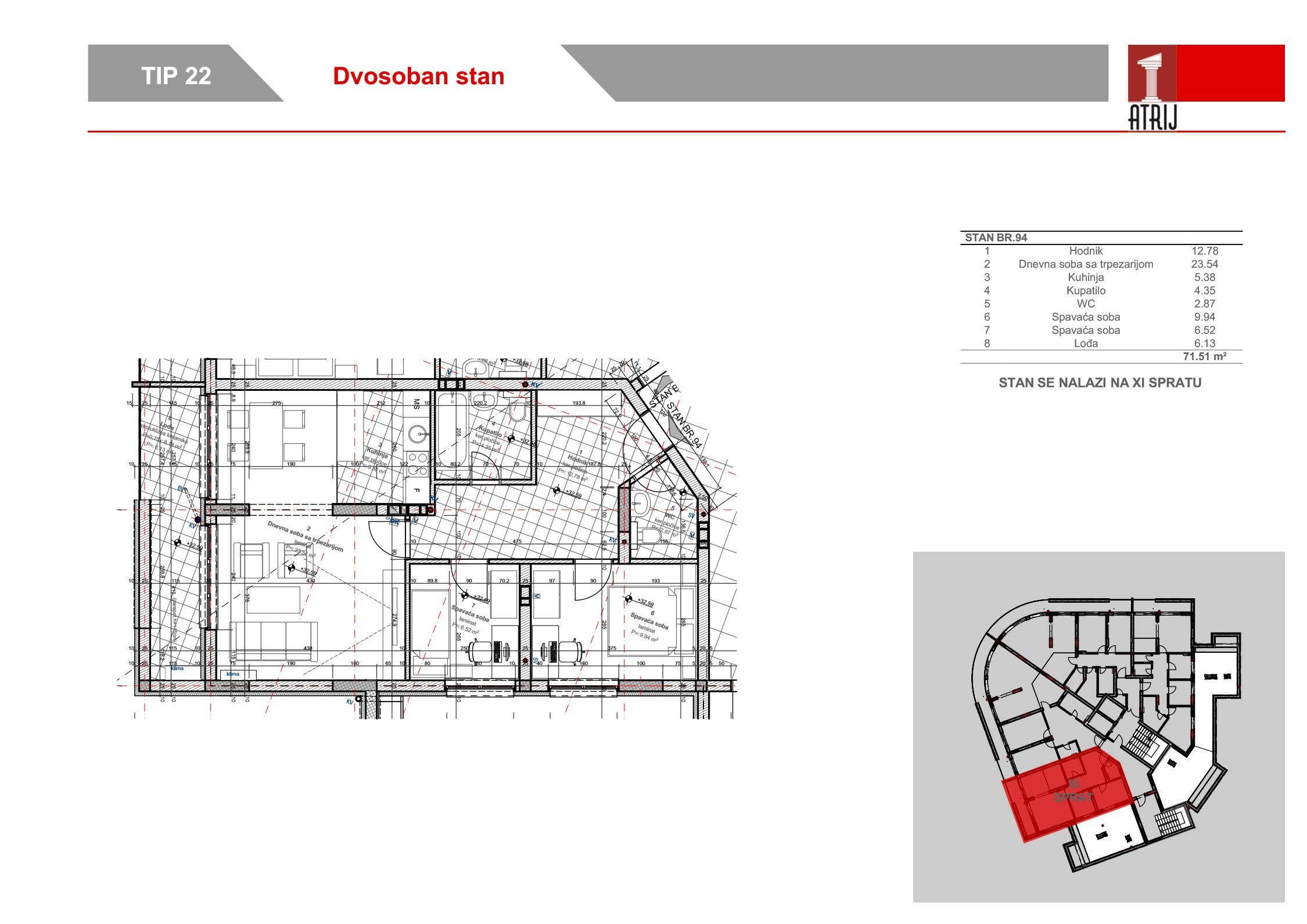 Dvosoban stan 94 · 71,51 m² · Anika Faza 2 — Fotografija 2