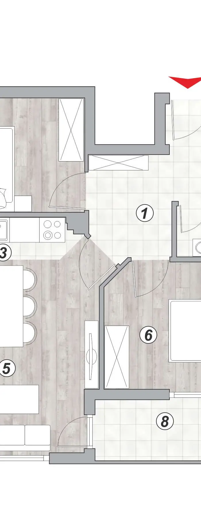 Trosoban stan 27 · 61,59 m² · Lamela 1 — Fotografija 2
