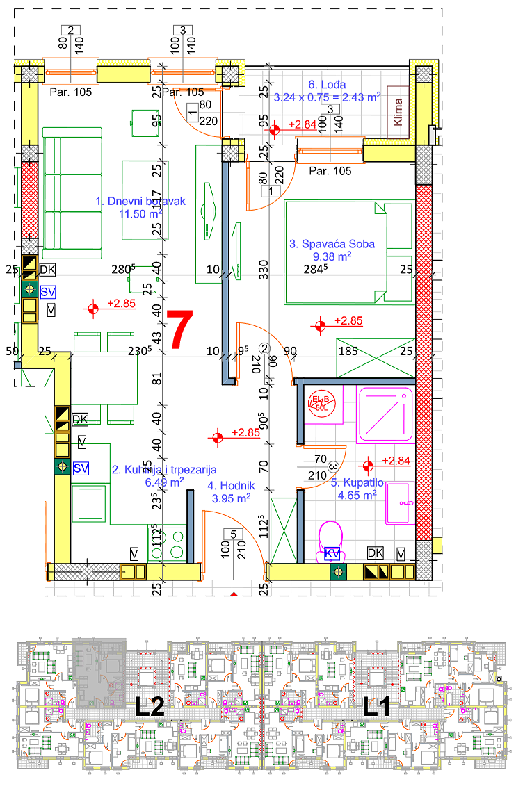 Stan 33 · 37,63 m² · Lamela 2 — Fotografija 2