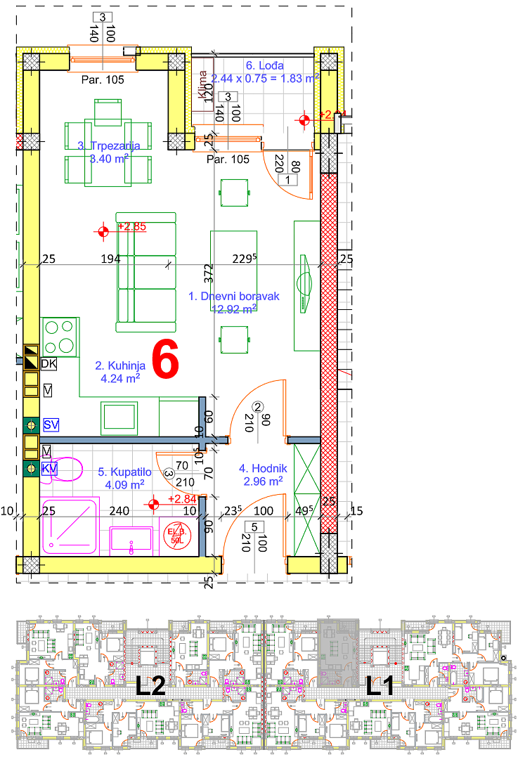 Garsonjera 11 · 28,85 m² · Lamela 1 — Fotografija 2