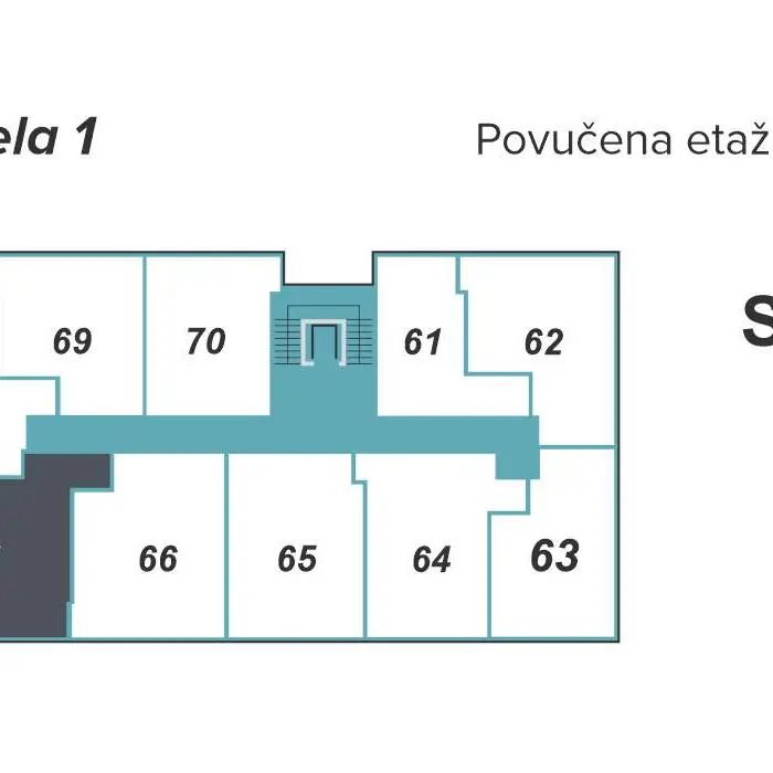 Trosoban stan 67 · 58,4 m² · Lamela 1 — Fotografija 3
