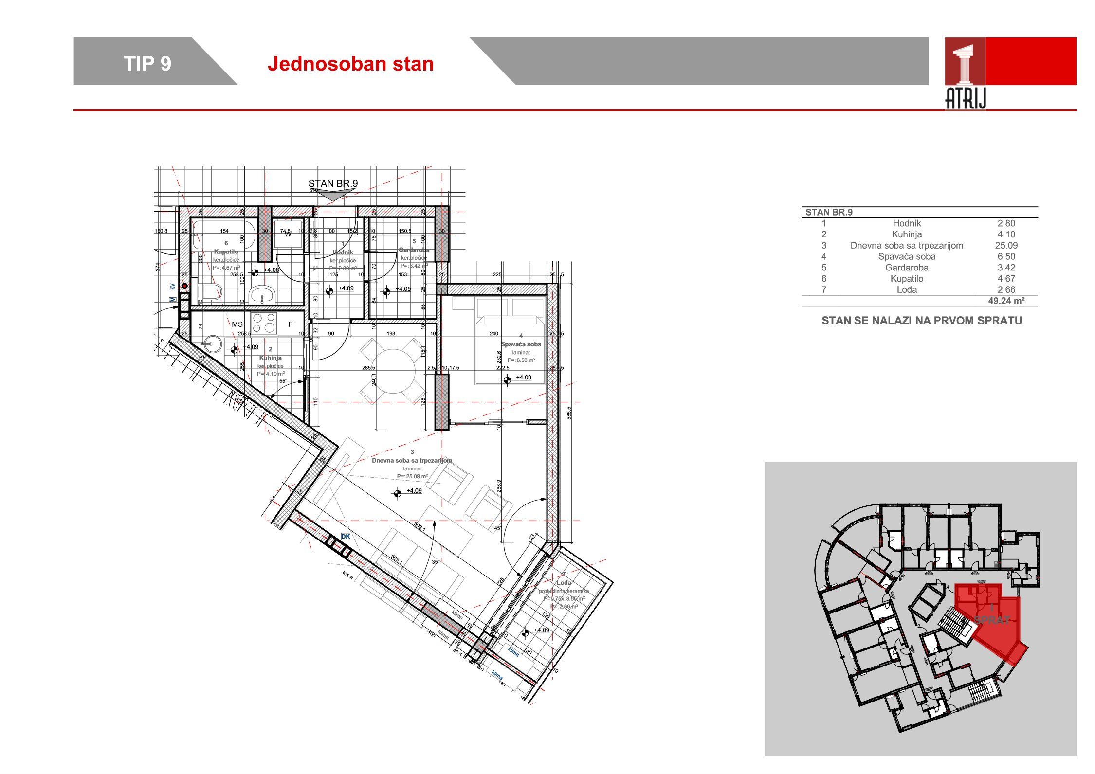 Jednosoban stan 9 · 49,24 m² · Anika Faza 2 — Fotografija 2