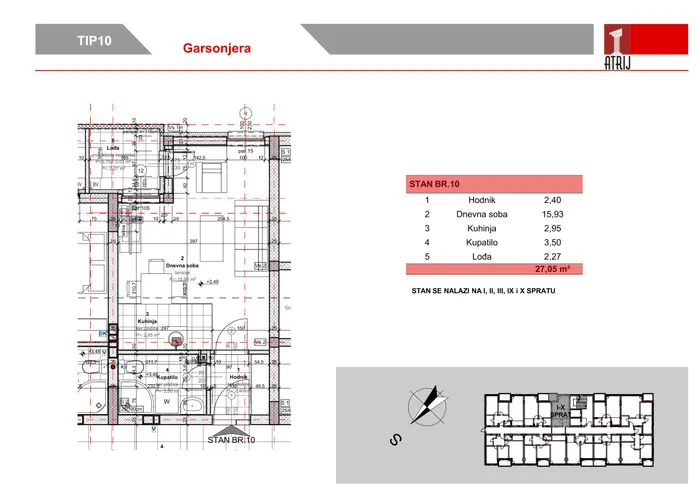 Garsonjera 100 · 27,05 m² · Anika Faza 3 — Fotografija 2