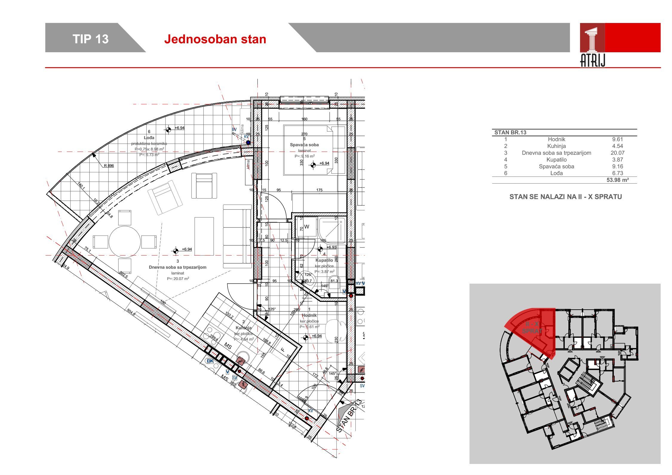 Jednosoban stan 85 · 53,98 m² · Anika Faza 2 — Fotografija 2
