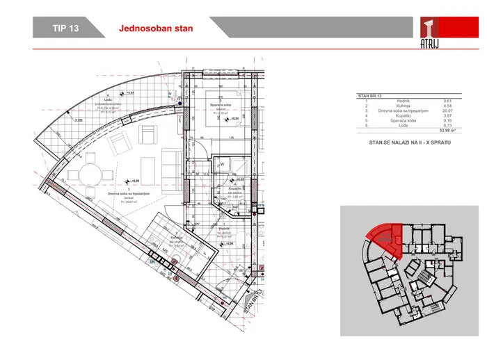 Jednosoban stan 76 · 53,98 m² · Anika Faza 2 — Fotografija 2