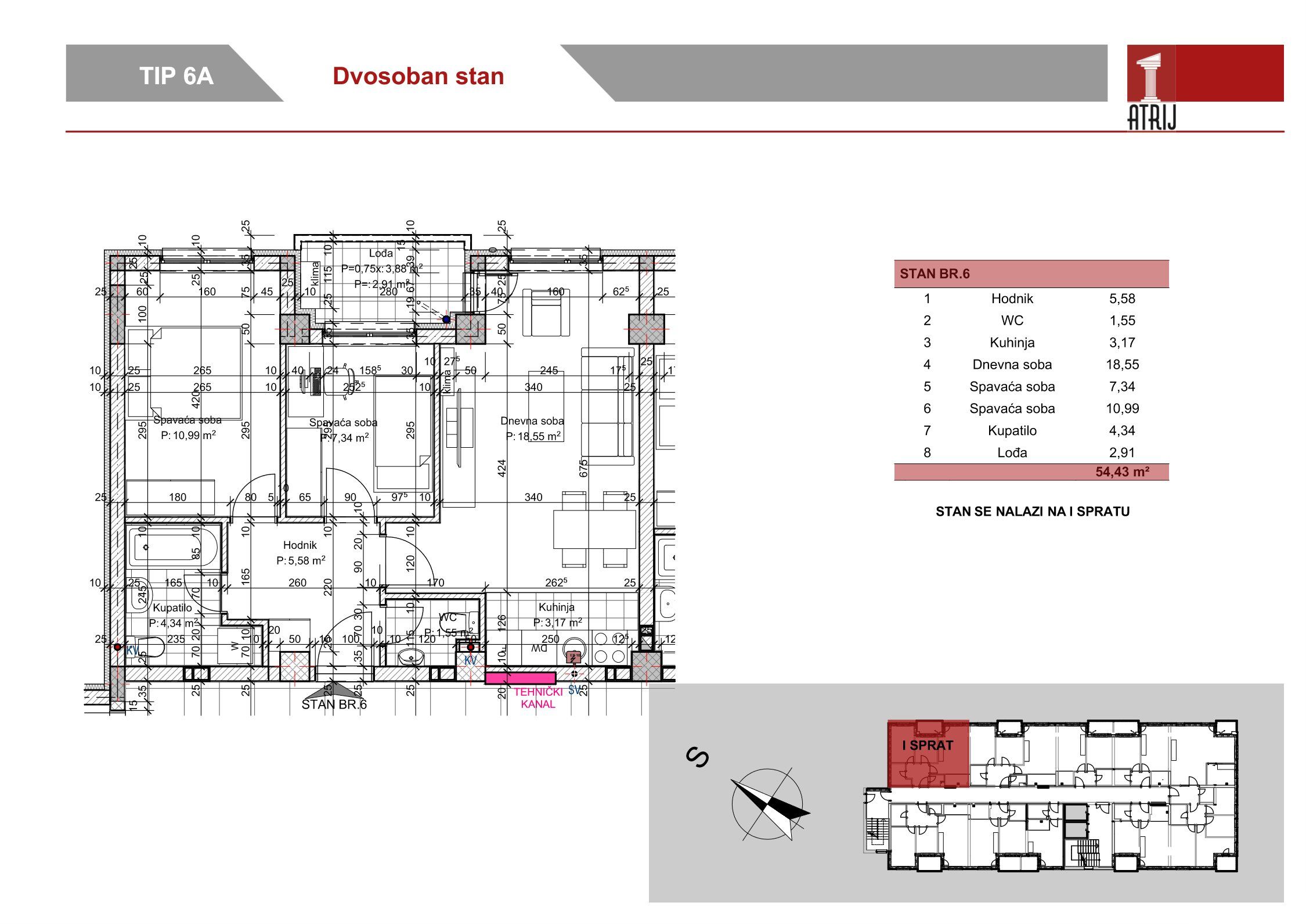 Dvosoban stan 6 · 54,43 m² · Anika Faza 1 — Fotografija 2