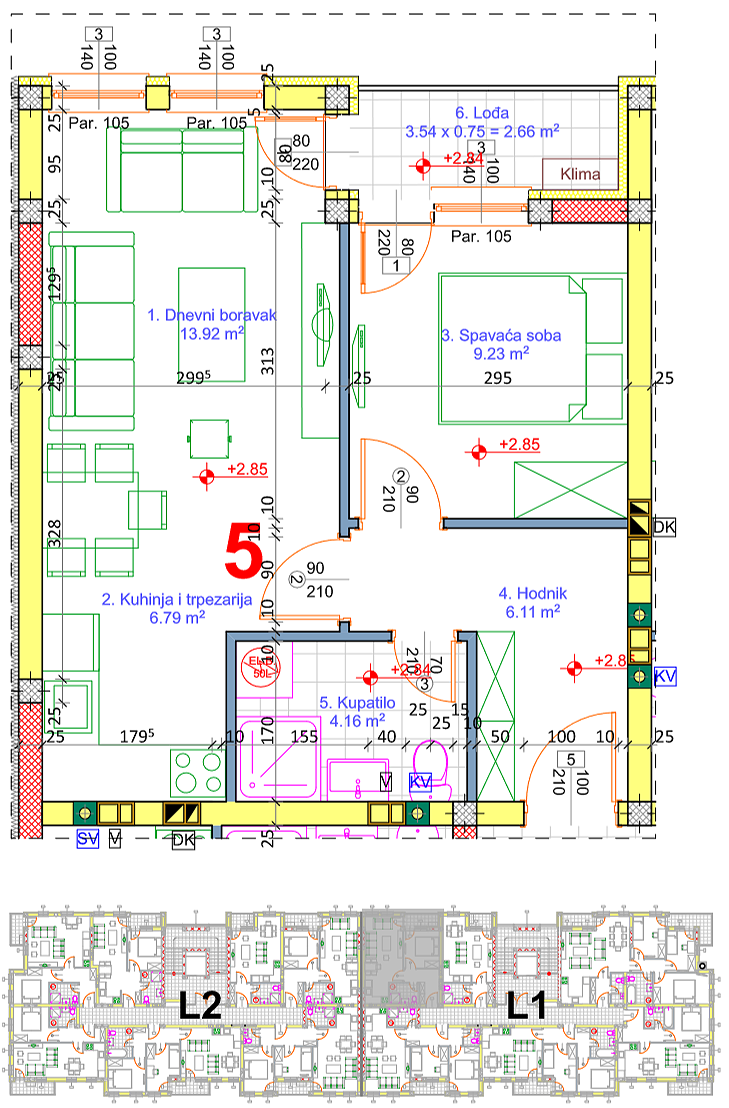 Stan 10 · 42,01 m² · Lamela 1 — Fotografija 2