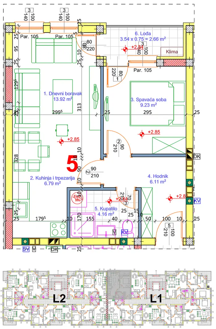 Stan 16 · 42,01 m² · Lamela 1 — Fotografija 2