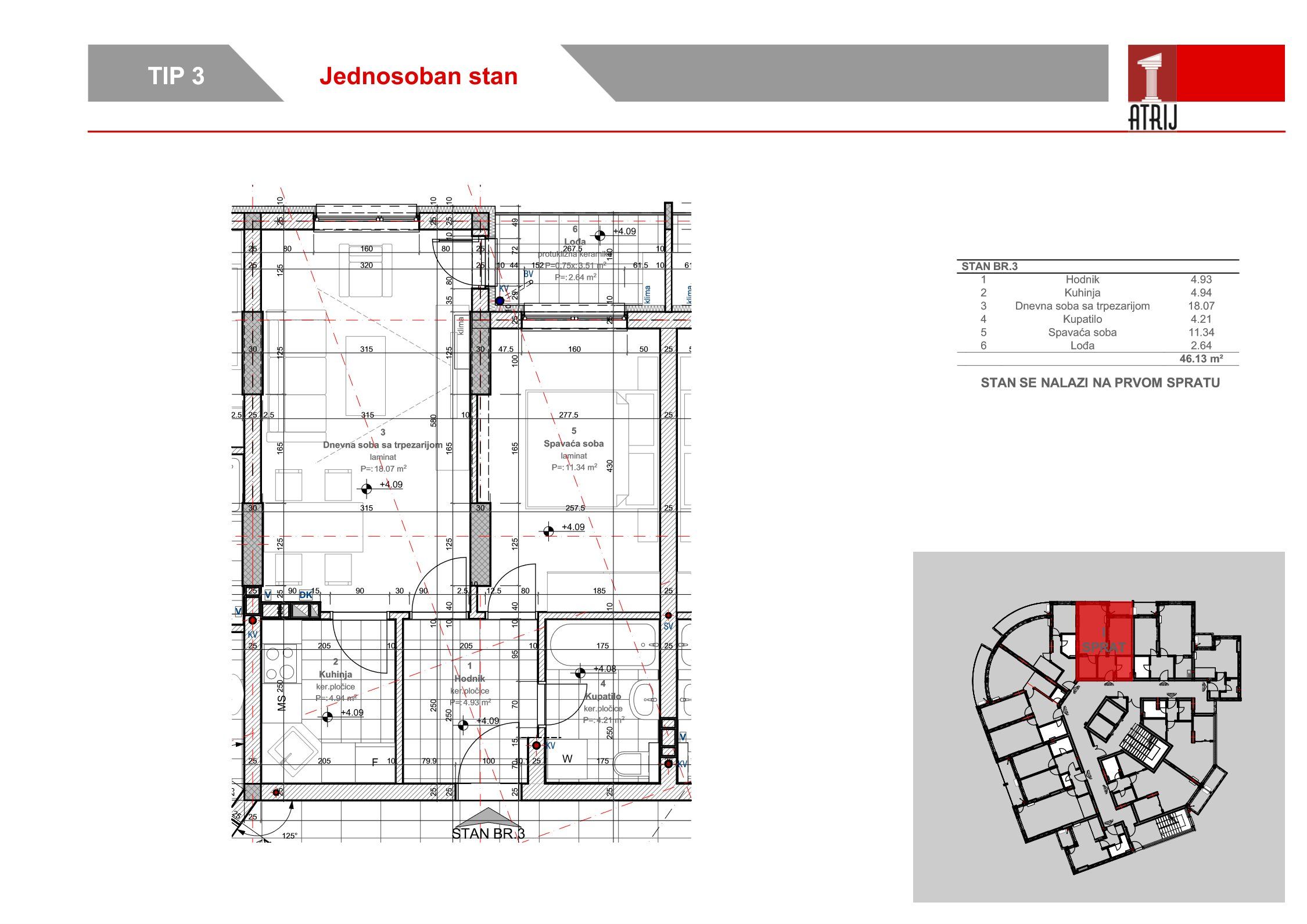 Jednosoban stan 3 · 46,13 m² · Anika Faza 2 — Fotografija 2