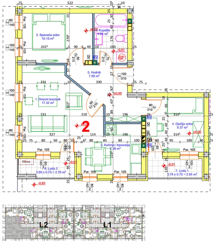 Dvosoban stan 2 · 61,14 m² · Lamela 2 — Fotografija 2