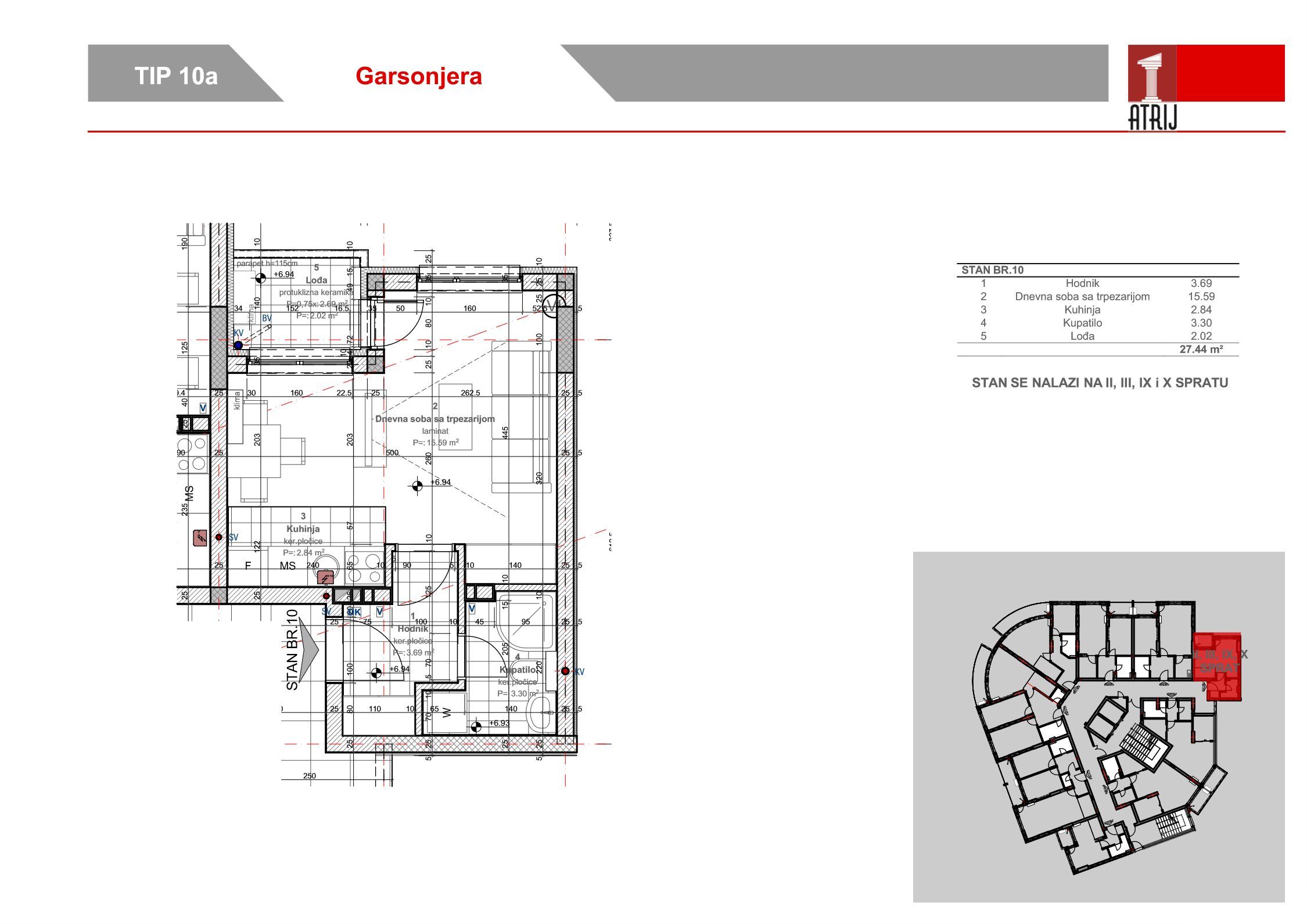 Garsonjera 10 · 27,44 m² · Anika Faza 2 — Fotografija 2