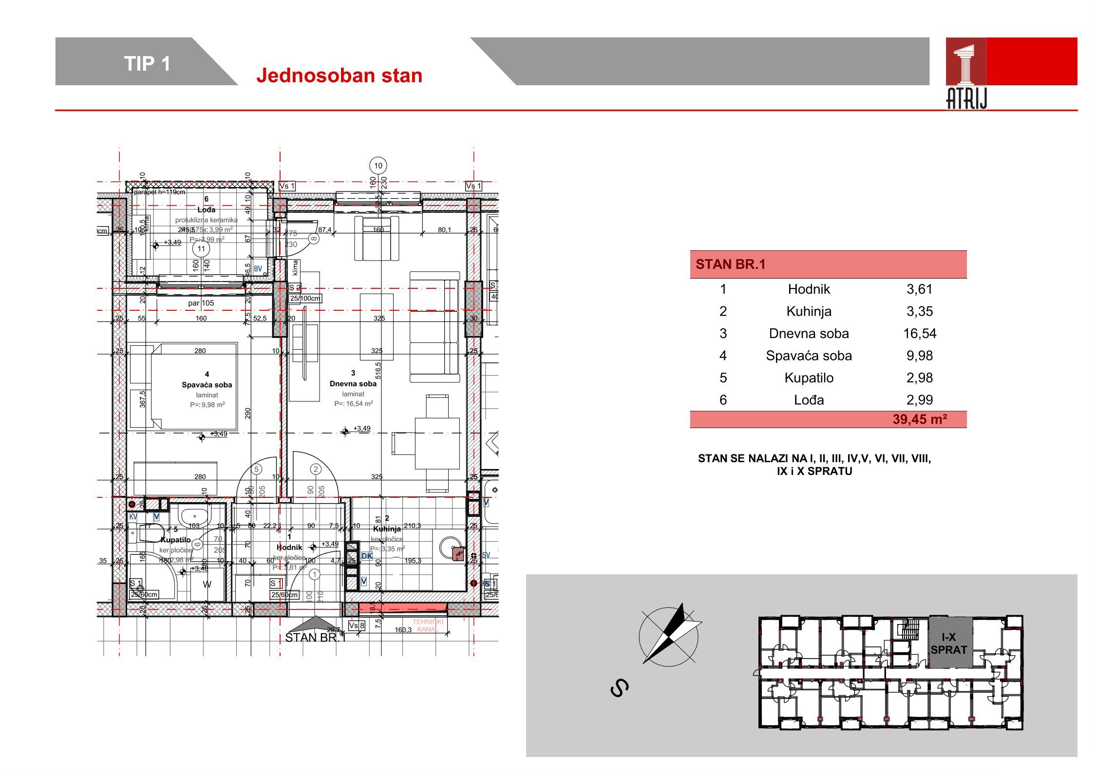 Jednosoban stan 11 · 39,45 m² · Anika Faza 3 — Fotografija 2
