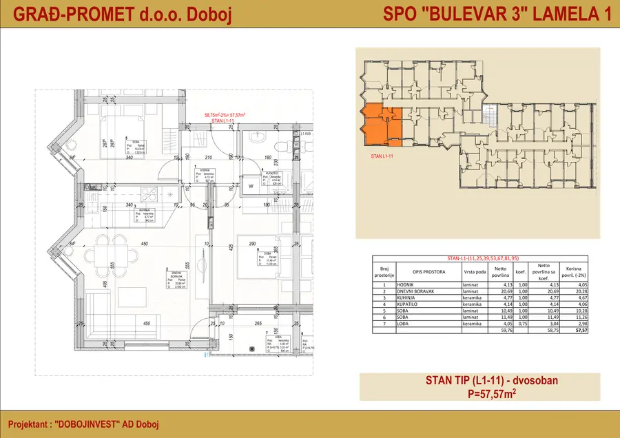 Dvosoban stan 39 · 57,57 m² · Lamela 1 — Cover