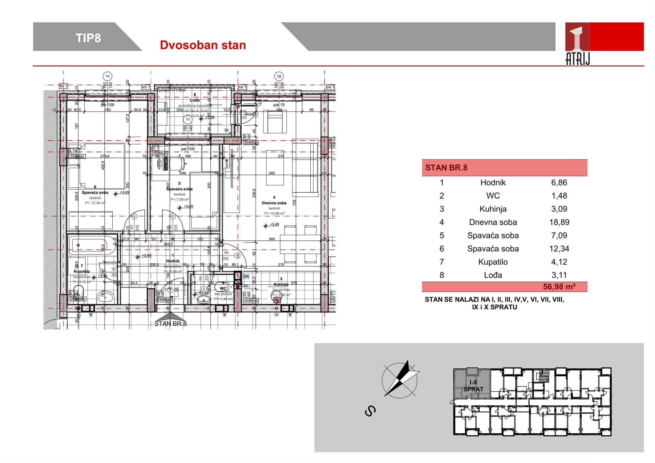 Dvosoban stan 68 · 56,98 m² · Anika Faza 3 — Fotografija 2