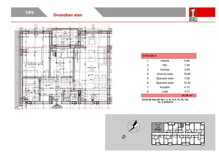 Dvosoban stan 18 · 56,98 m² · Anika Faza 3 — Fotografija 2