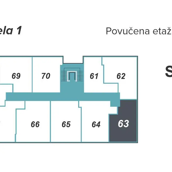 Dvosoban stan 63 · 35,66 m² · Lamela 1 — Fotografija 3