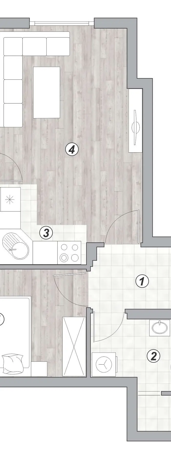 Dvosoban stan 8 · 45,08 m² · Lamela 1 — Fotografija 2