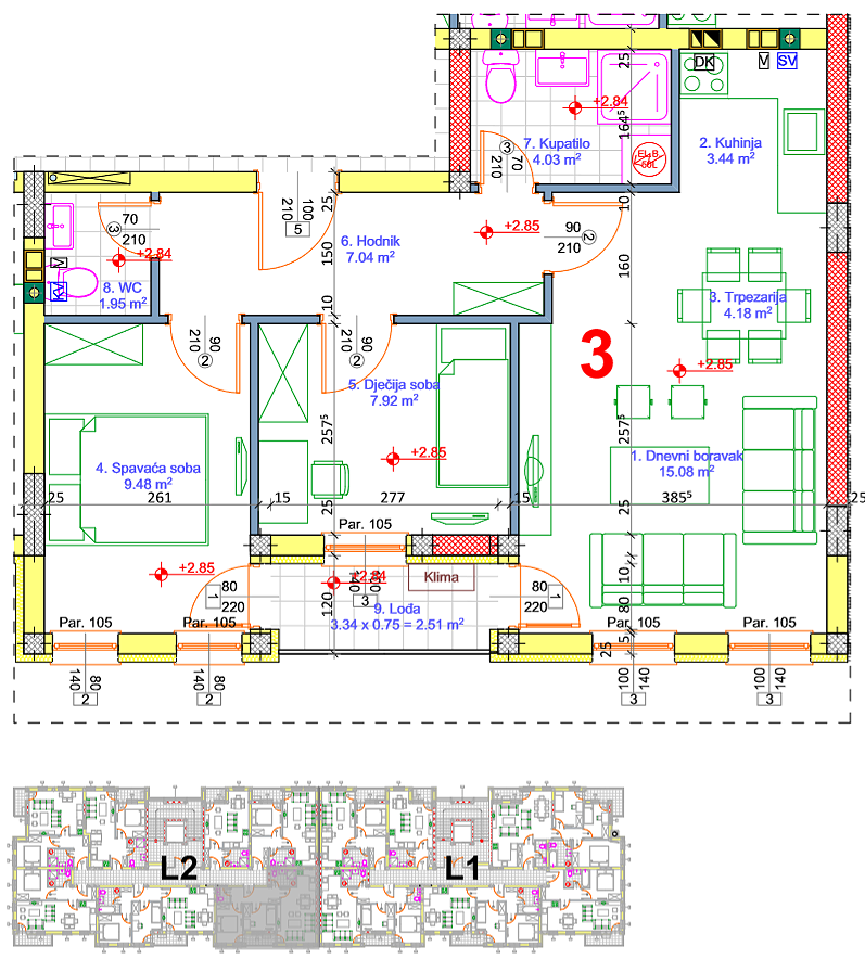 Stan 29 · 54,52 m² · Lamela 2 — Fotografija 2
