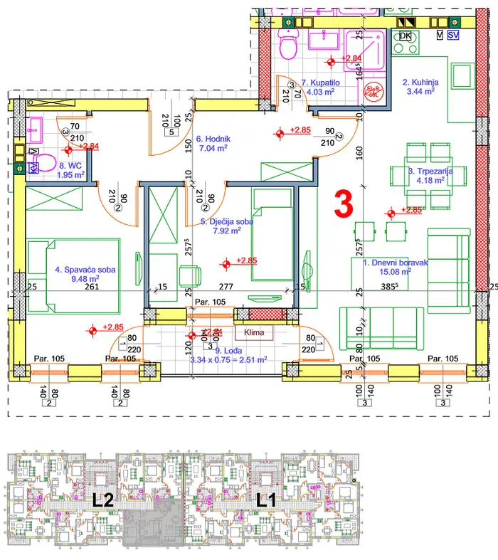 Stan 15 · 54,52 m² · Lamela 2 — Fotografija 2