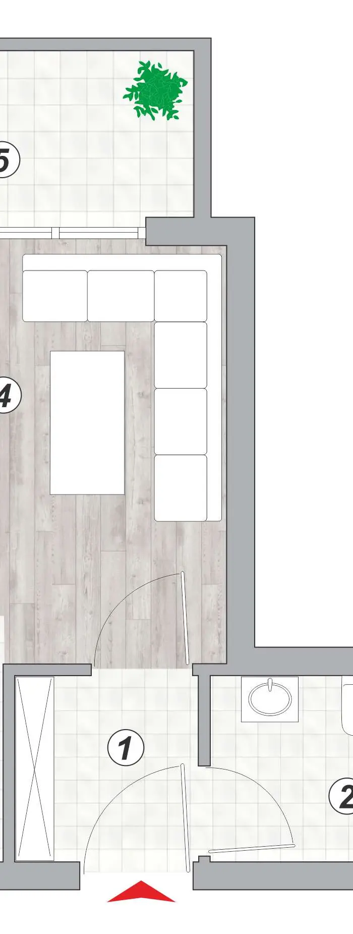 Garsonjera 21 · 28,19 m² · Lamela 1 — Fotografija 2