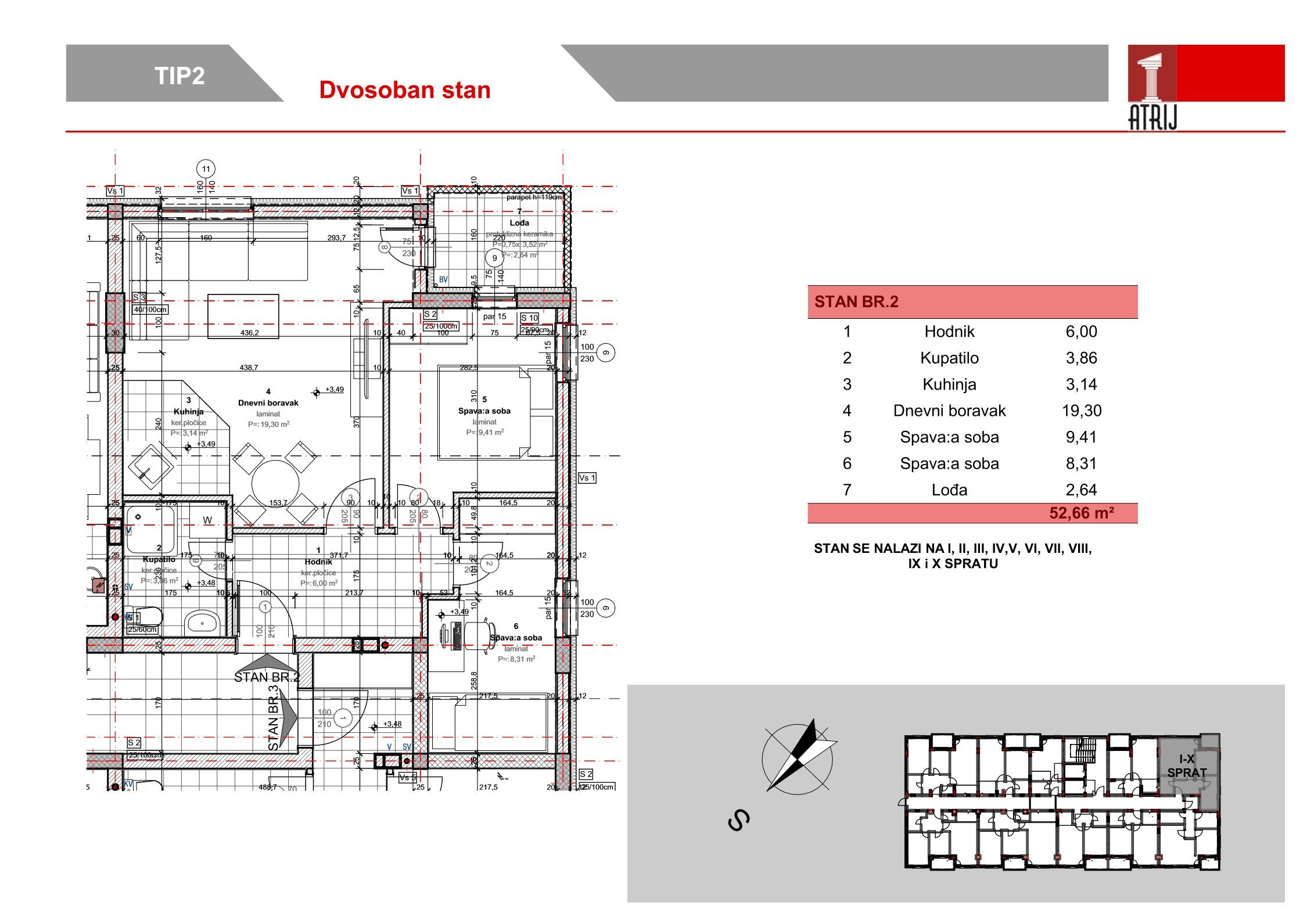 Dvosoban stan 42 · 52,66 m² · Anika Faza 3 — Fotografija 2