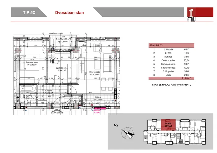 Dvosoban stan 33 · 61 m² · Anika Faza 1 — Fotografija 2