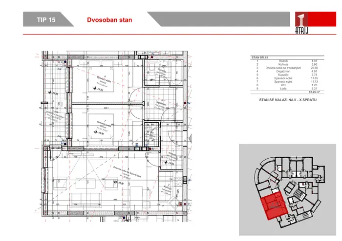 Dvosoban stan 15 · 72,25 m² · Anika Faza 2 — Fotografija 2