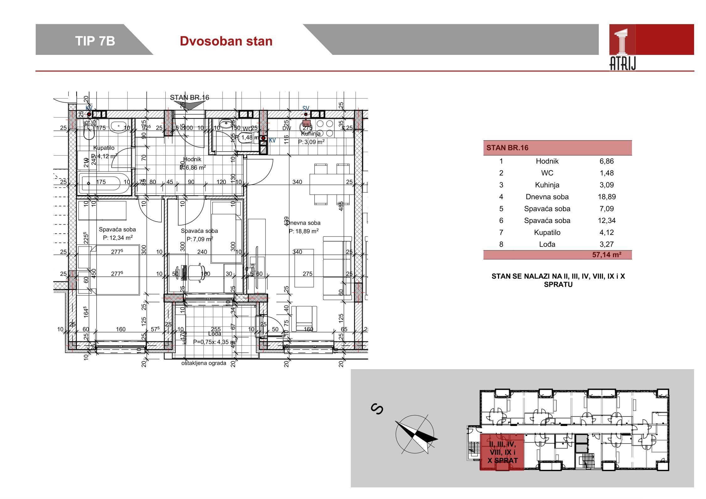 Dvosoban stan 75 · 57,14 m² · Anika Faza 1 — Fotografija 2