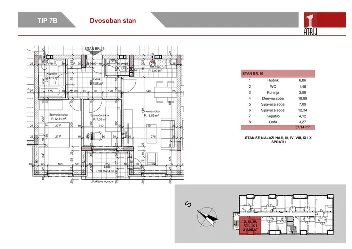 Dvosoban stan 75 · 57,14 m² · Anika Faza 1 — Fotografija 2