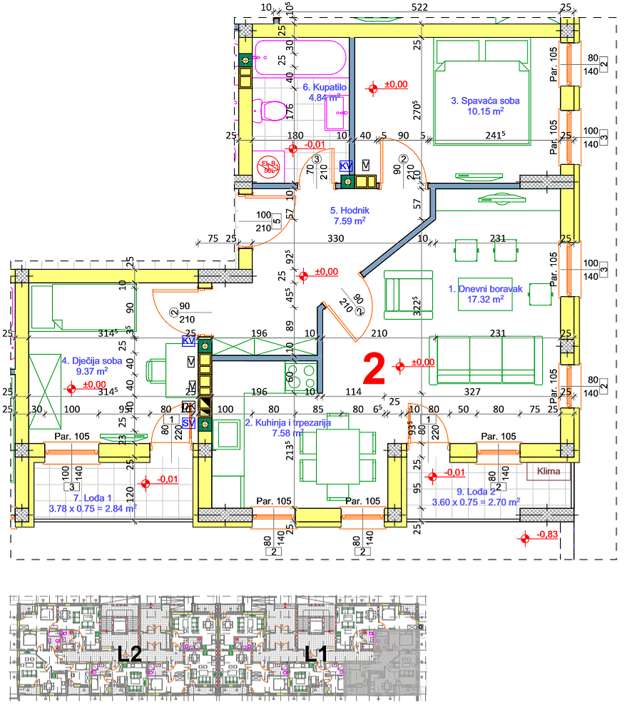 Dvosoban stan 2 · 61,14 m² · Lamela 1 — Fotografija 2