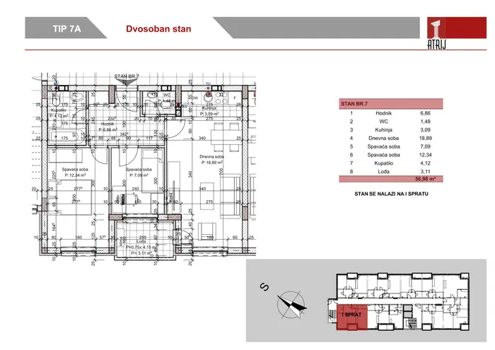 Dvosoban stan 7 · 56,98 m² · Anika Faza 1 — Fotografija 2