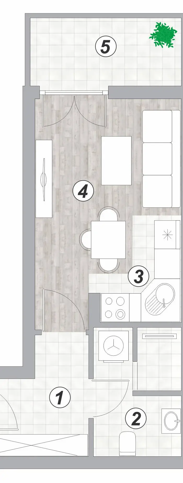 Garsonjera 63 · 25,46 m² · Lamela 2 — Fotografija 2
