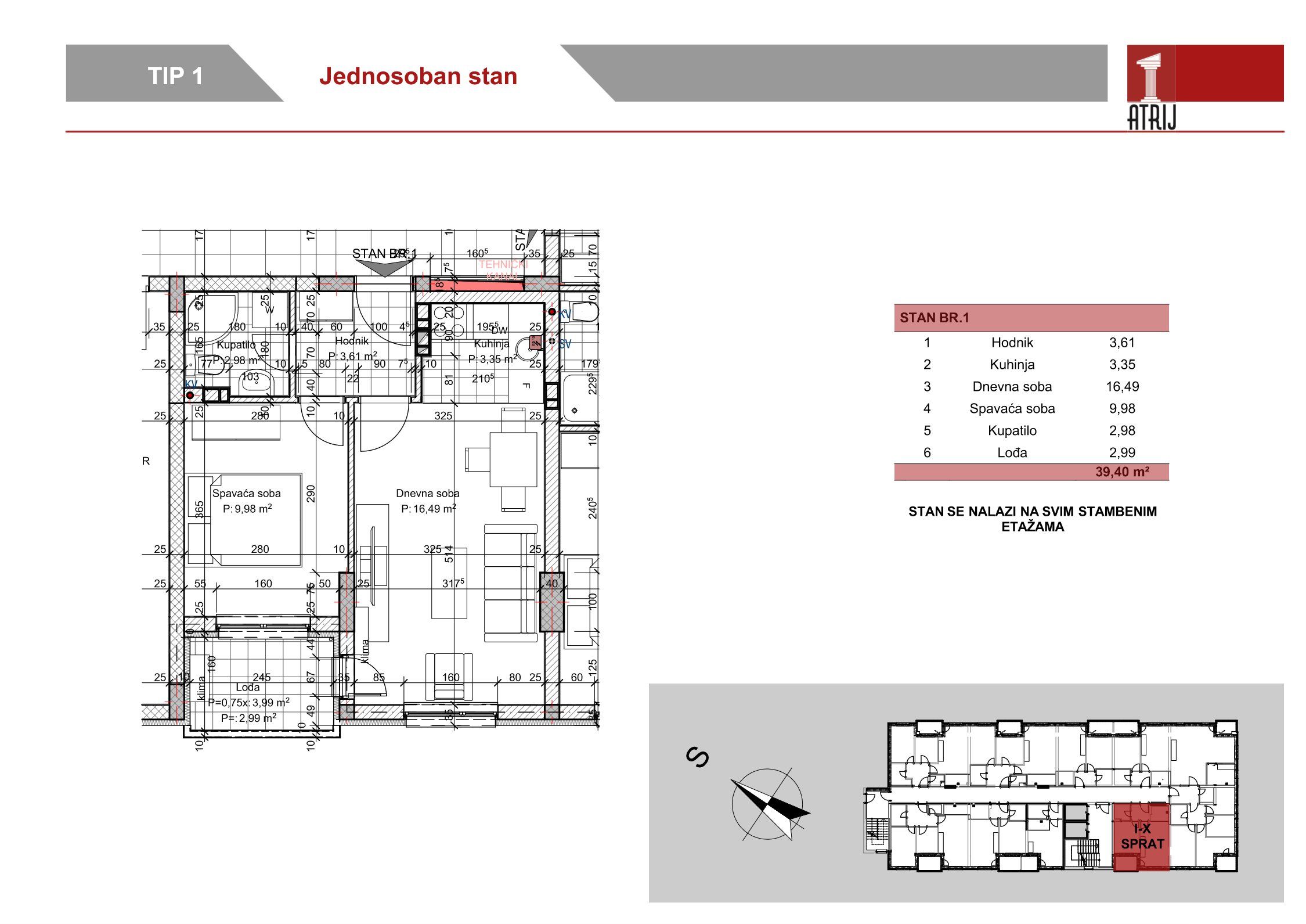 Jednosoban stan 28 · 39,4 m² · Anika Faza 1 — Fotografija 2
