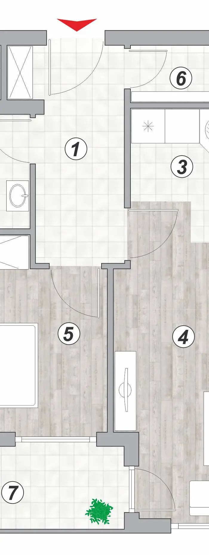 Dvosoban stan 47 · 45,09 m² · Lamela 2 — Fotografija 2