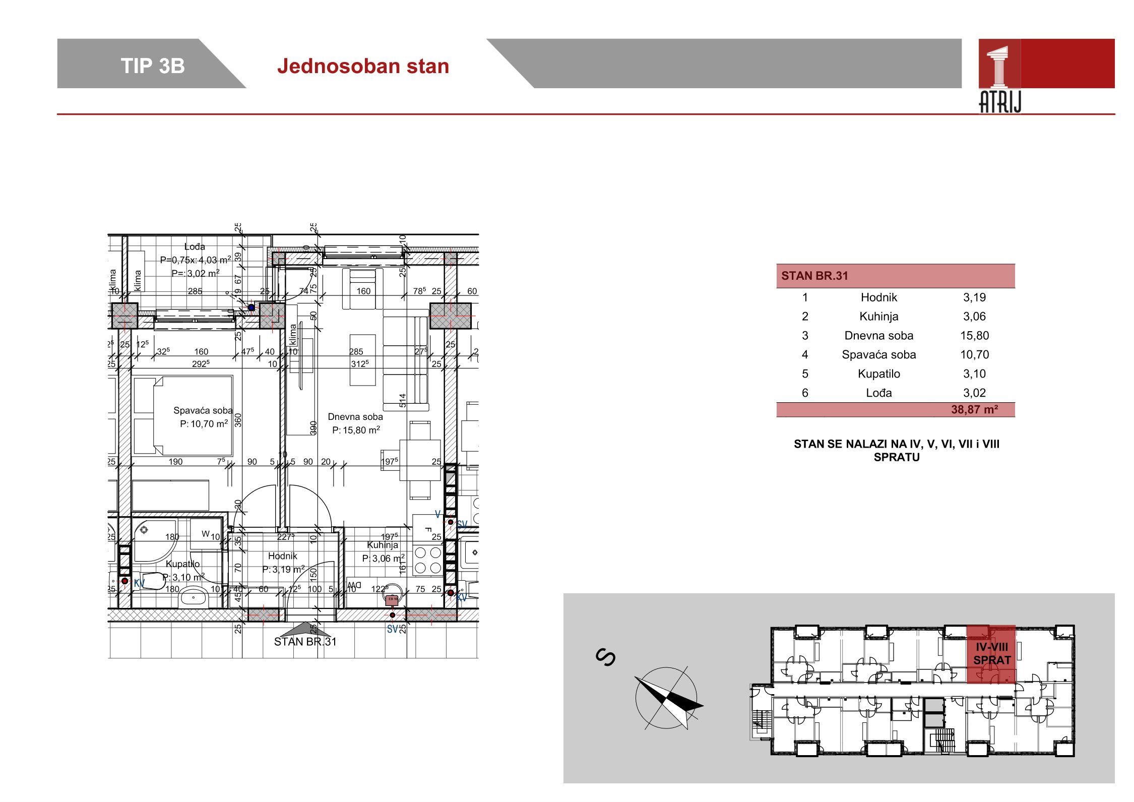 Jednosoban stan 31 · 38,87 m² · Anika Faza 1 — Fotografija 2