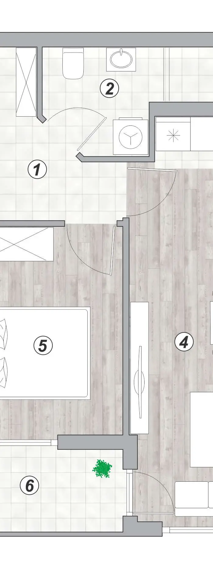 Dvosoban stan 15 · 40,54 m² · Lamela 1 — Fotografija 2