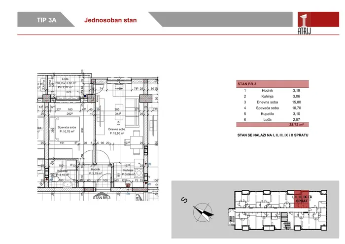 Jednosoban stan 12 · 38,72 m² · Anika Faza 1 — Fotografija 2