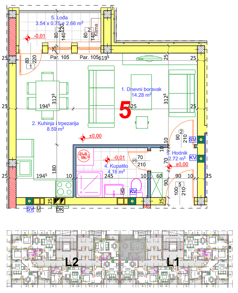 Garsonjera 5 · 31,76 m² · Lamela 1 — Fotografija 2