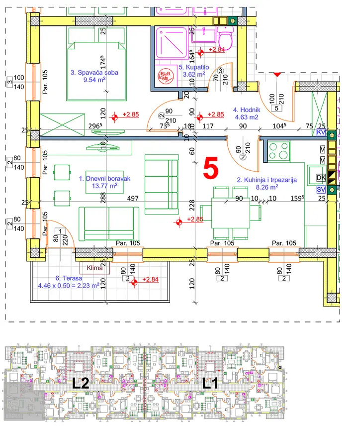 Stan 17 · 41,21 m² · Lamela 2 — Fotografija 2