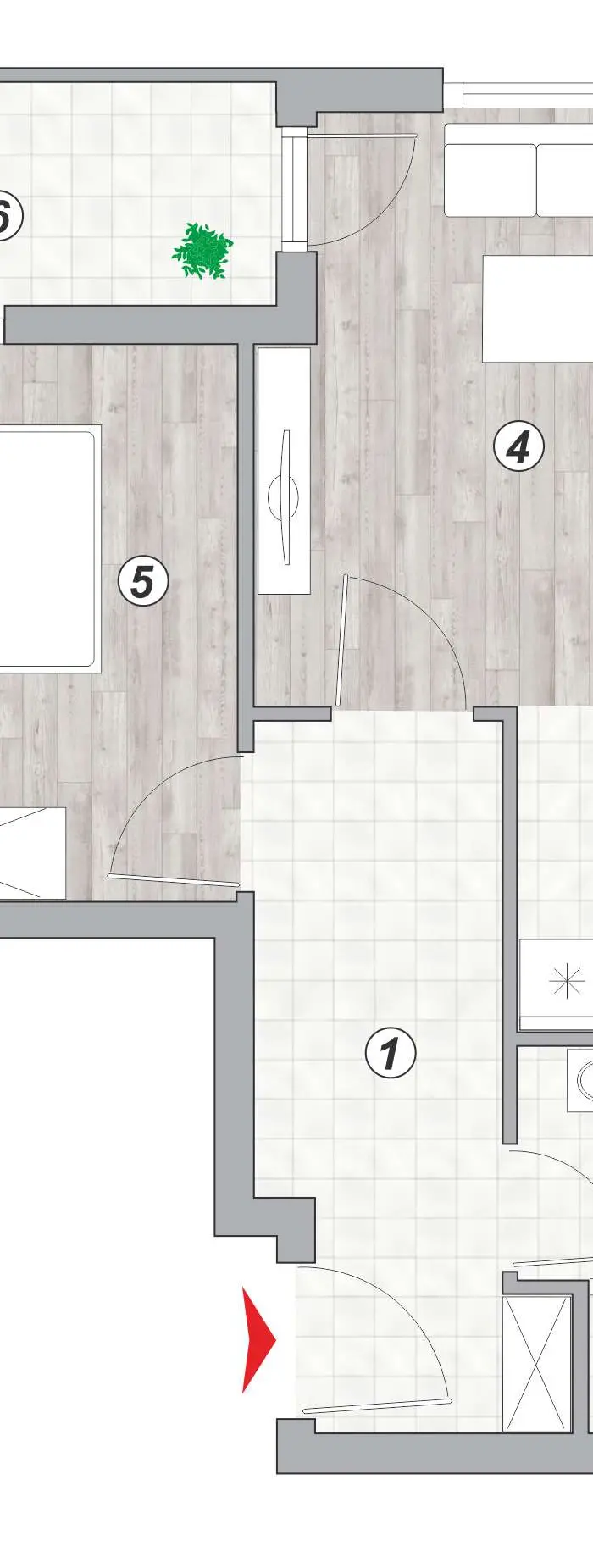 Dvosoban stan 22 · 41,72 m² · Lamela 1 — Fotografija 2