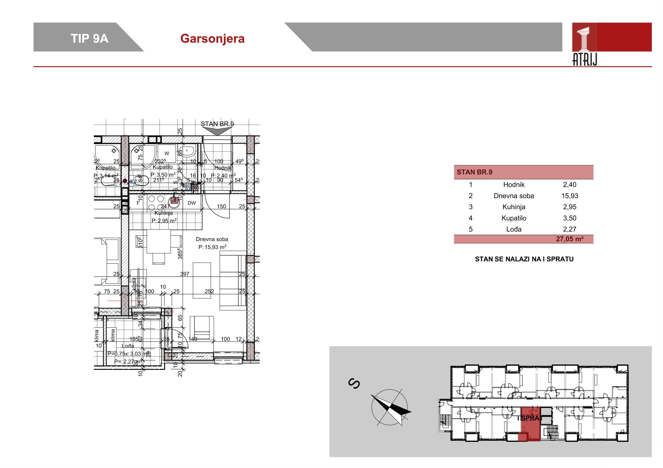 Garsonjera 9 · 27,05 m² · Anika Faza 1 — Fotografija 2