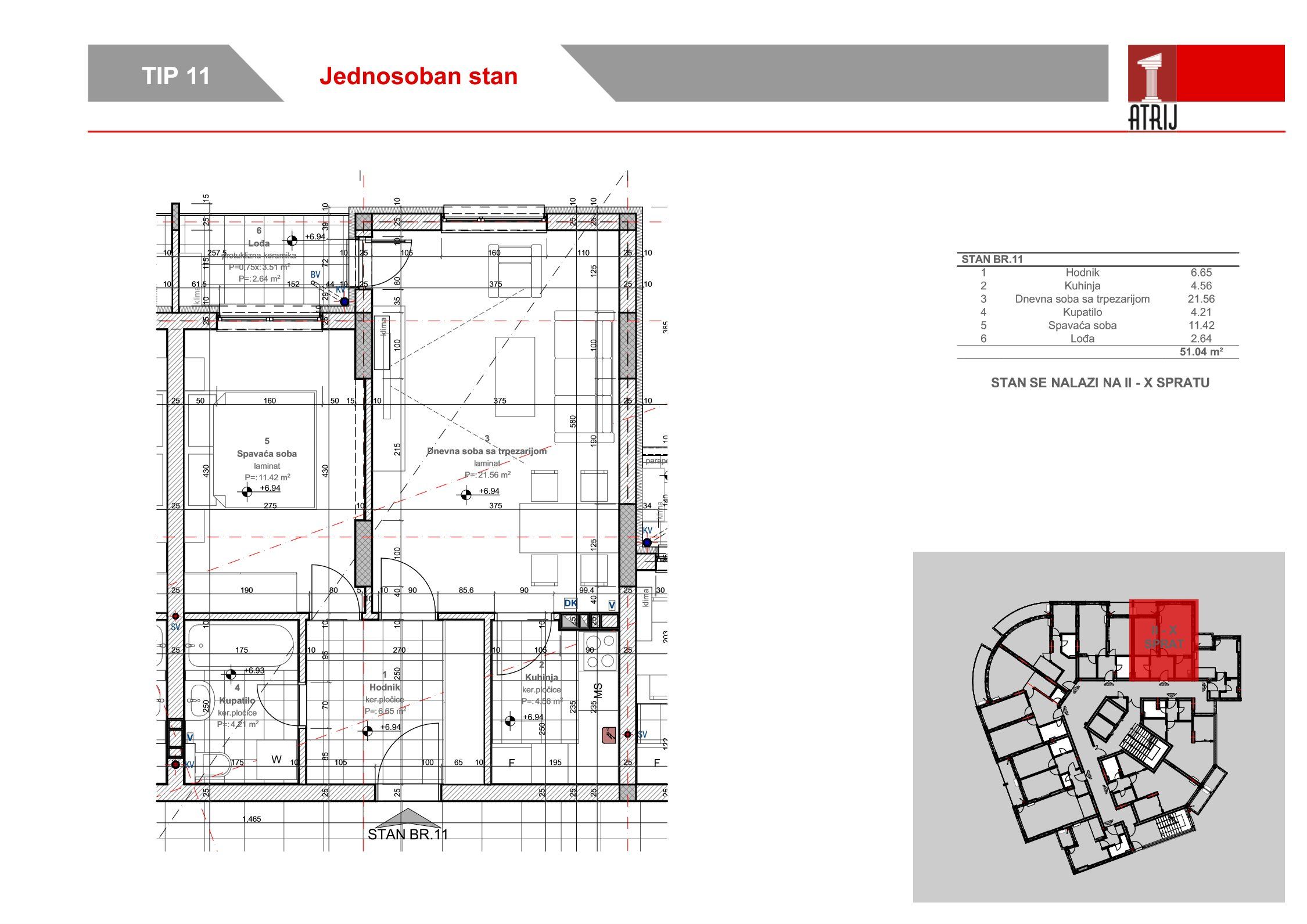 Jednosoban stan 74 · 51,04 m² · Anika Faza 2 — Fotografija 2