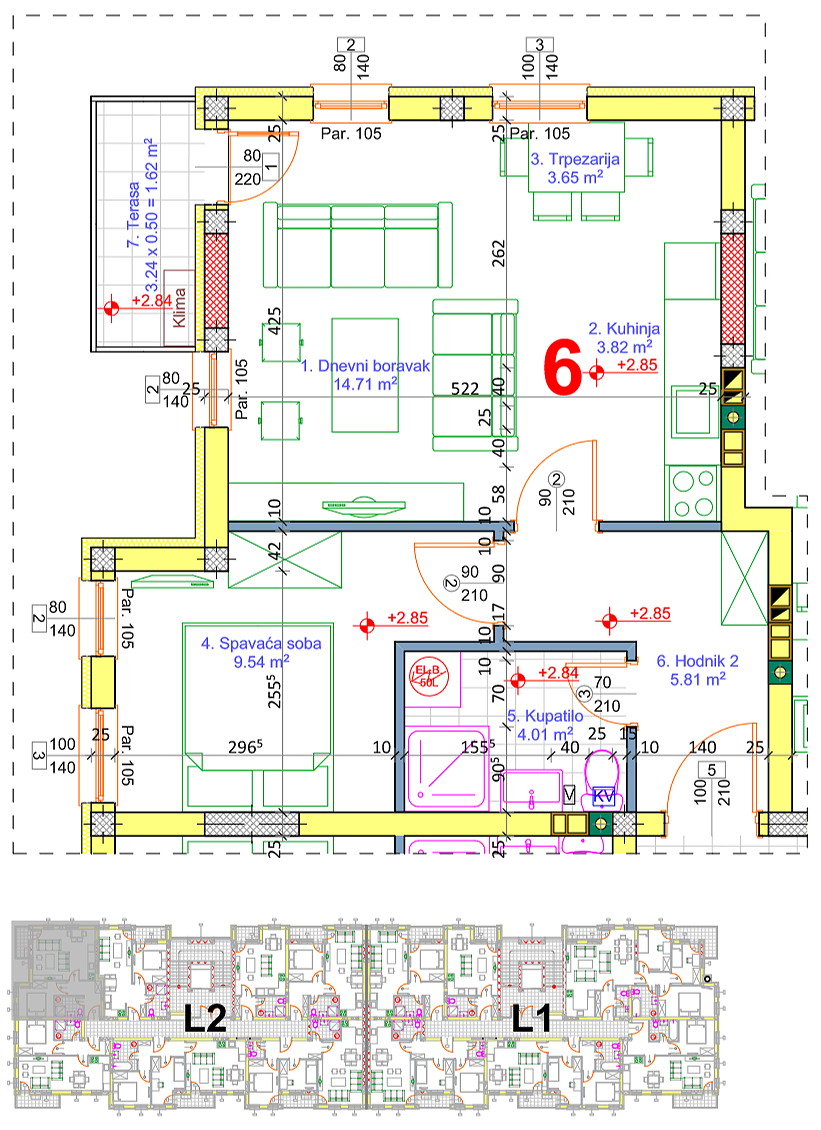 Stan 11 · 42,29 m² · Lamela 2 — Fotografija 2