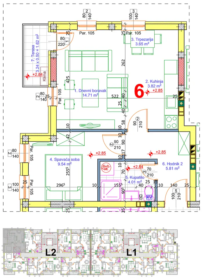 Stan 11 · 42,29 m² · Lamela 2 — Fotografija 2
