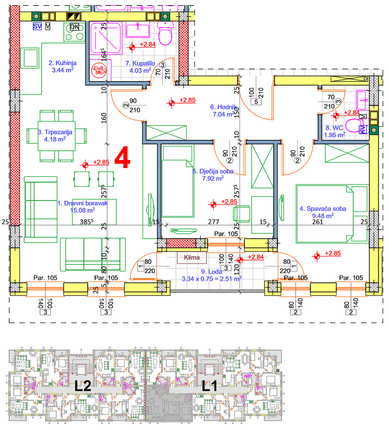 Stan 21 · 54,52 m² · Lamela 1 — Fotografija 2