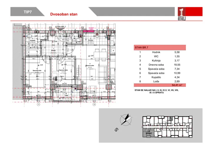 Dvosoban stan 17 · 54,41 m² · Anika Faza 3 — Fotografija 2