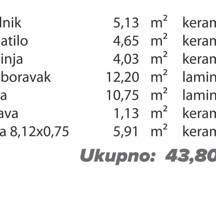 Dvosoban stan 65 · 43,8 m² · Lamela 2 — Fotografija 3