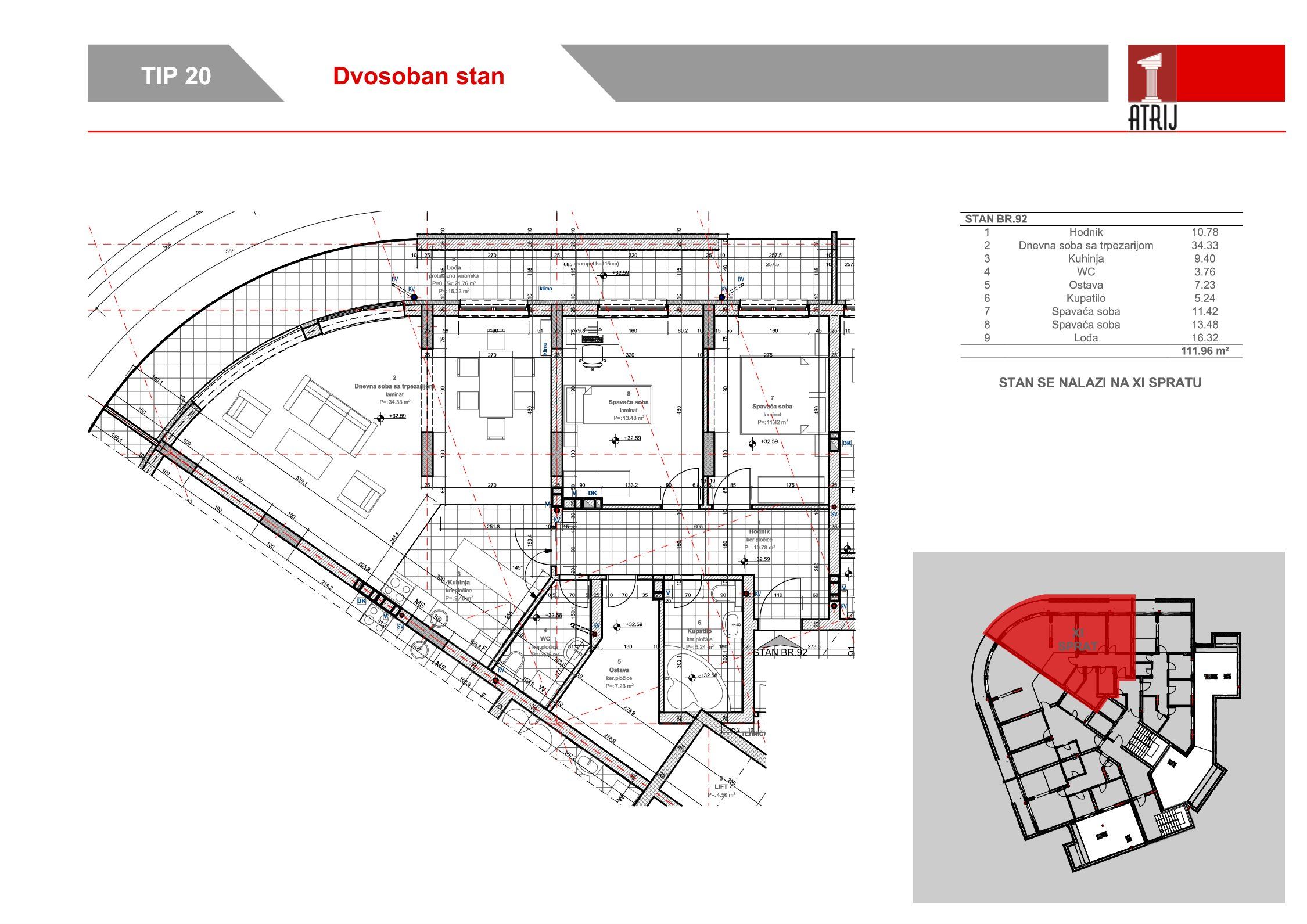 Dvosoban stan 92 · 111,96 m² · Anika Faza 2 — Fotografija 2